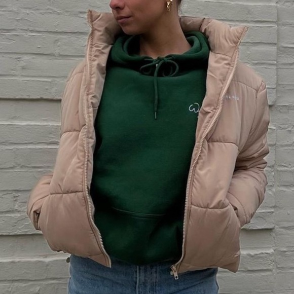 White Fox Not Giving In Puffer Jacket Sand S/M - Picture 3 of 17